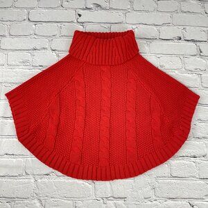 Carter's Toddler Girls Red Cable Knit Turtleneck Poncho Sweater Cape 4T